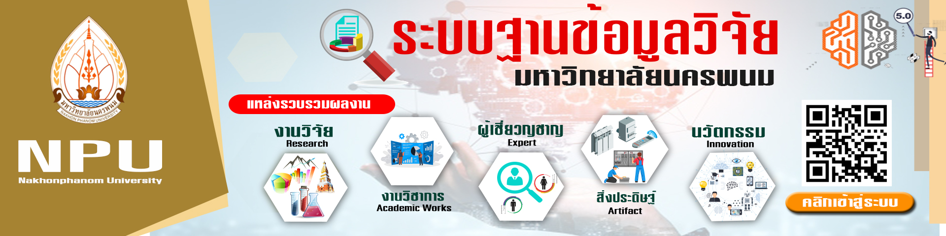 ระบบฐานข้อมูลงานวิจัยและนวัตกรรม สิ่งประดิษฐ์ มหาวิทยาลัยนครพนม